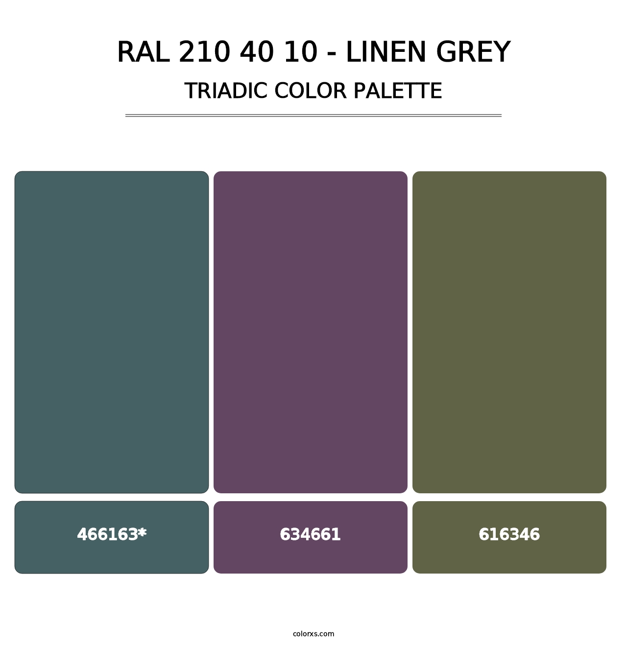 RAL 210 40 10 - Linen Grey - Triadic Color Palette