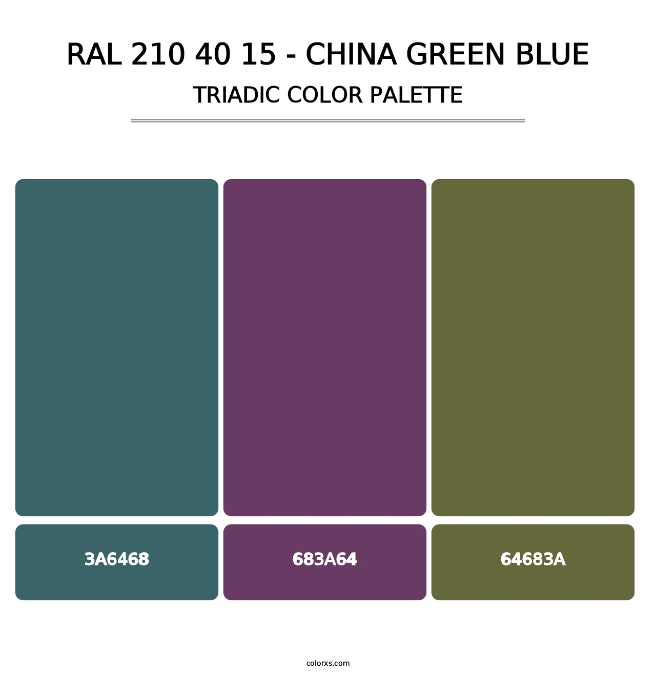 RAL 210 40 15 - China Green Blue - Triadic Color Palette