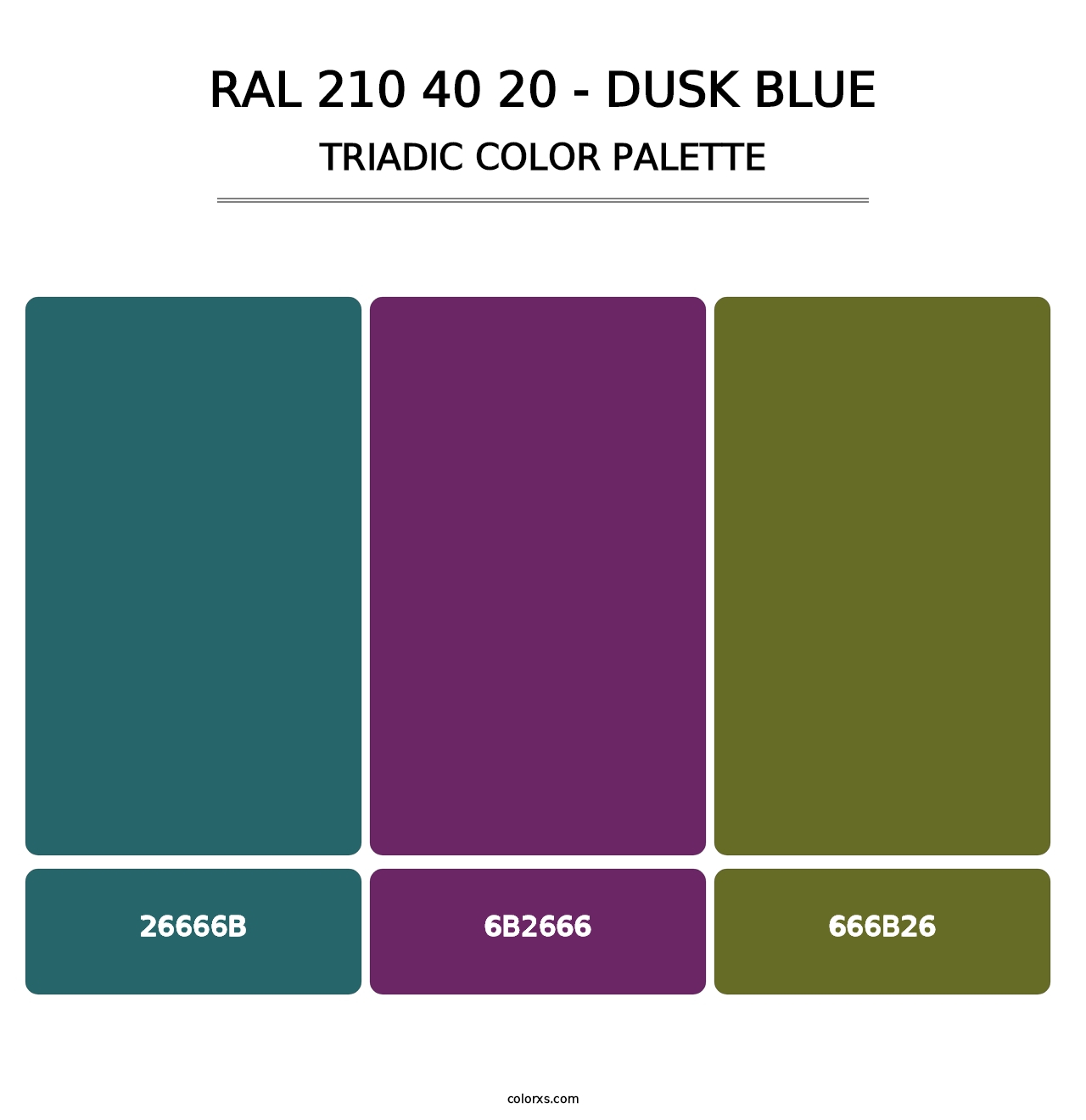 RAL 210 40 20 - Dusk Blue - Triadic Color Palette