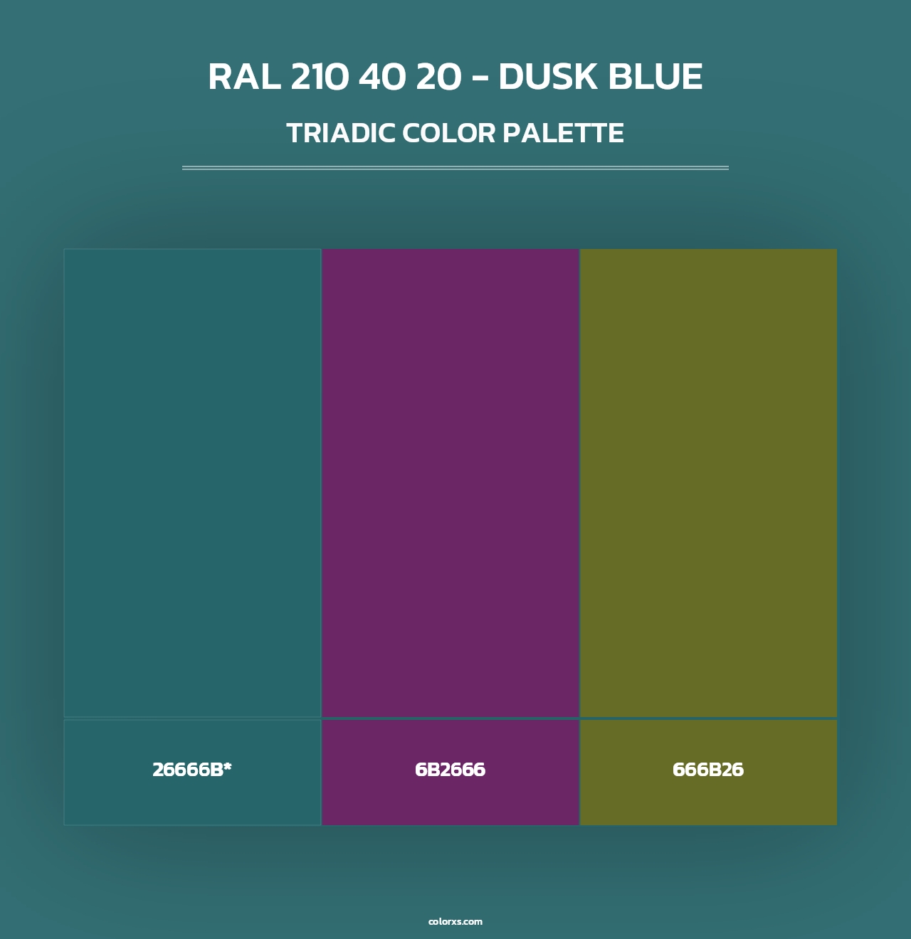 RAL 210 40 20 - Dusk Blue - Triadic Color Palette