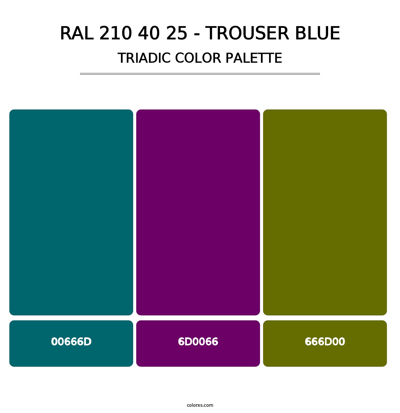 RAL 210 40 25 - Trouser Blue - Triadic Color Palette