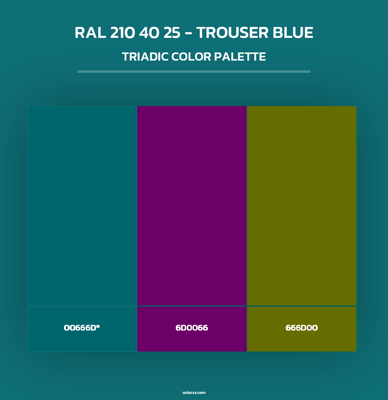 RAL 210 40 25 - Trouser Blue - Triadic Color Palette
