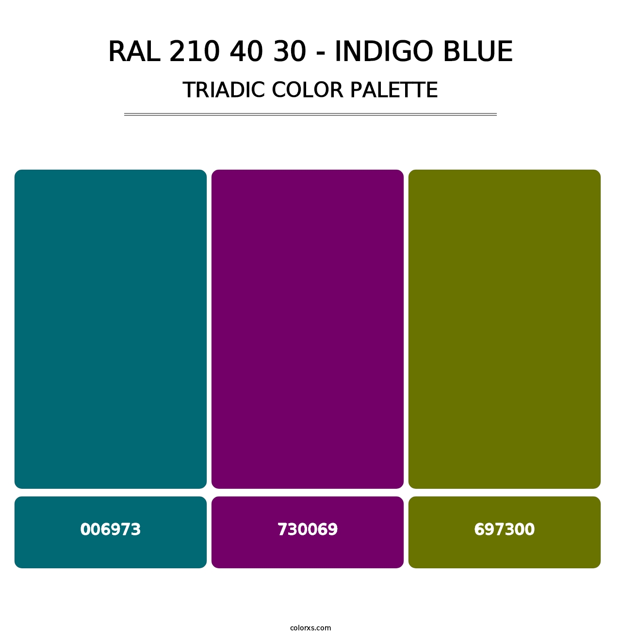 RAL 210 40 30 - Indigo Blue - Triadic Color Palette