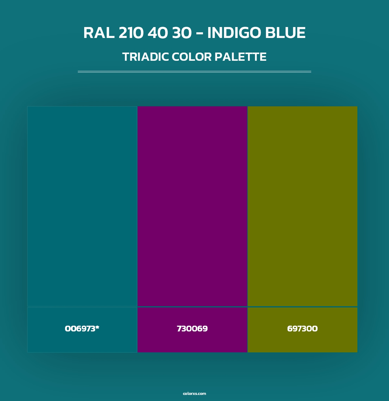 RAL 210 40 30 - Indigo Blue - Triadic Color Palette