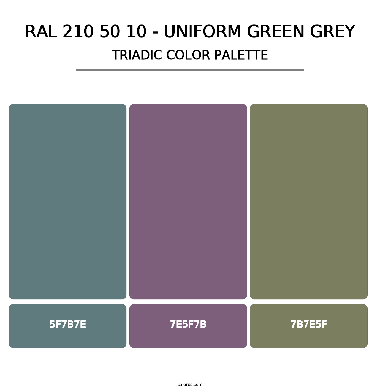RAL 210 50 10 - Uniform Green Grey - Triadic Color Palette