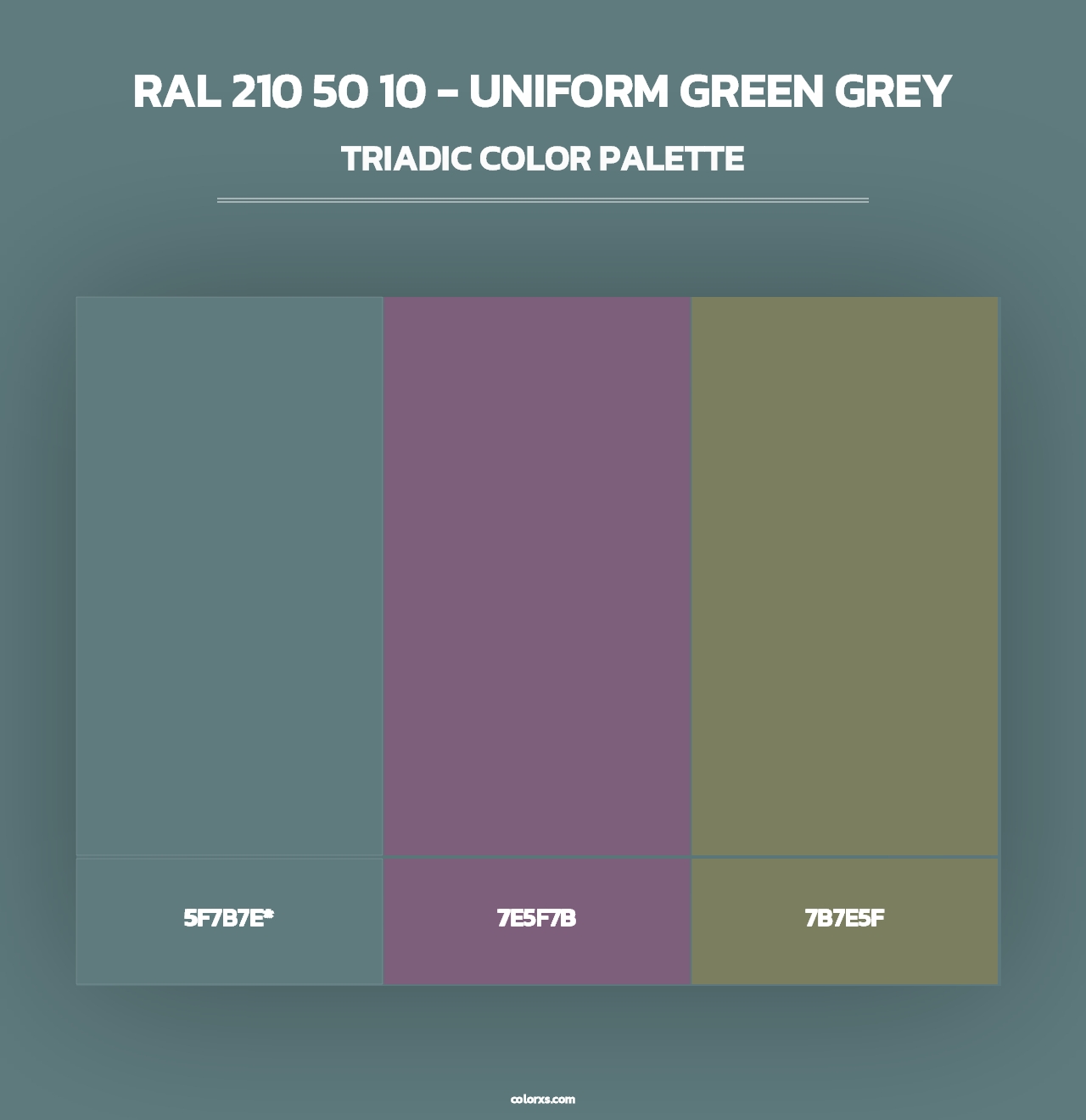 RAL 210 50 10 - Uniform Green Grey - Triadic Color Palette