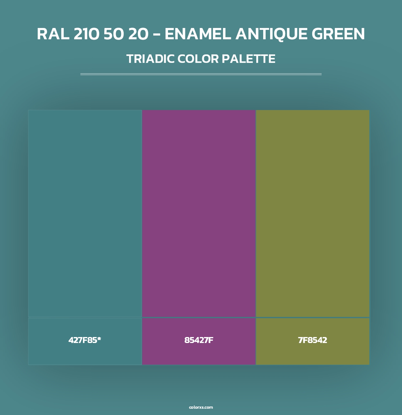 RAL 210 50 20 - Enamel Antique Green - Triadic Color Palette