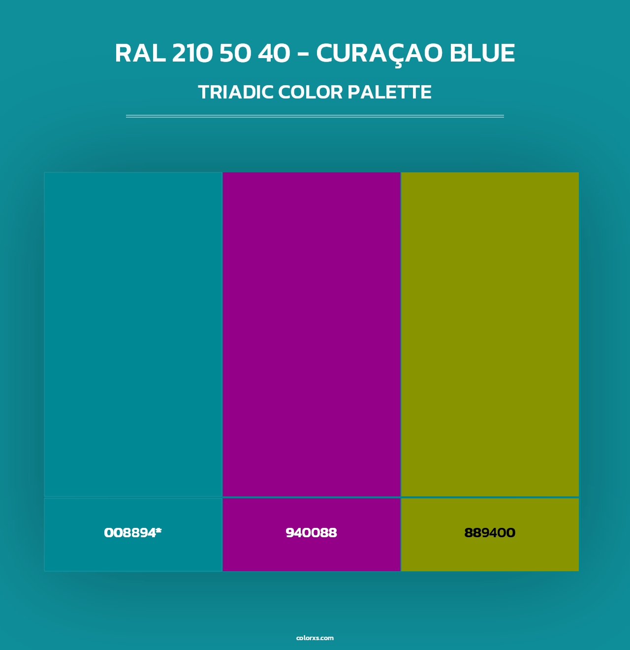 RAL 210 50 40 - Curaçao Blue - Triadic Color Palette