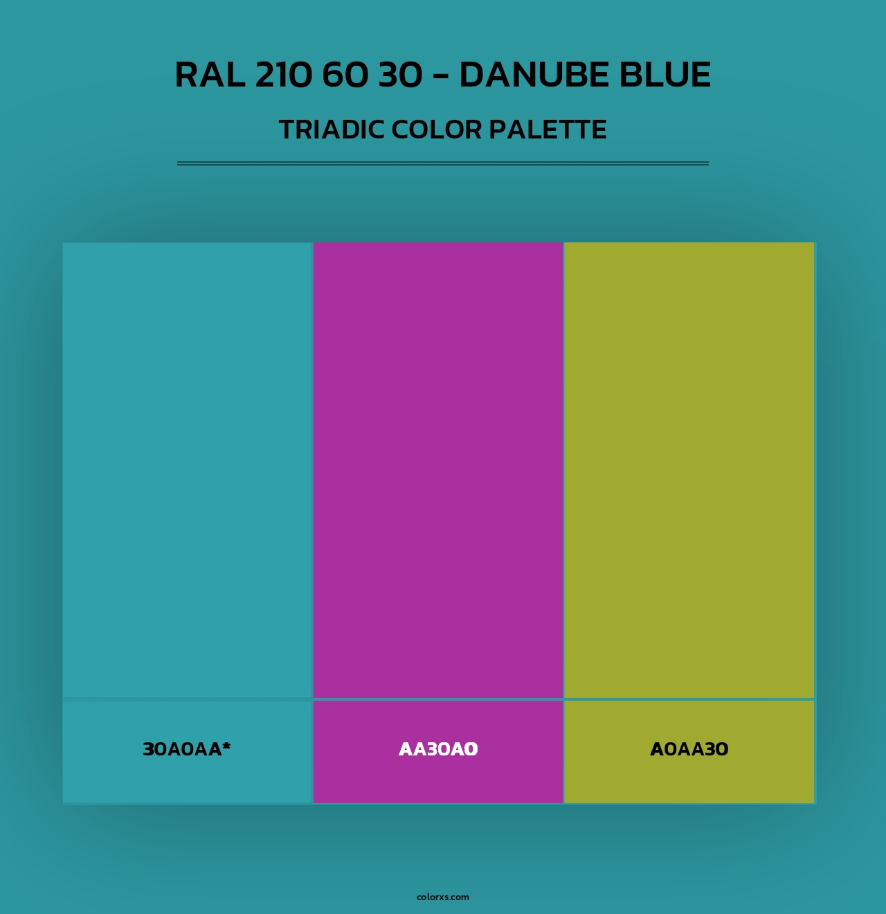 RAL 210 60 30 - Danube Blue - Triadic Color Palette