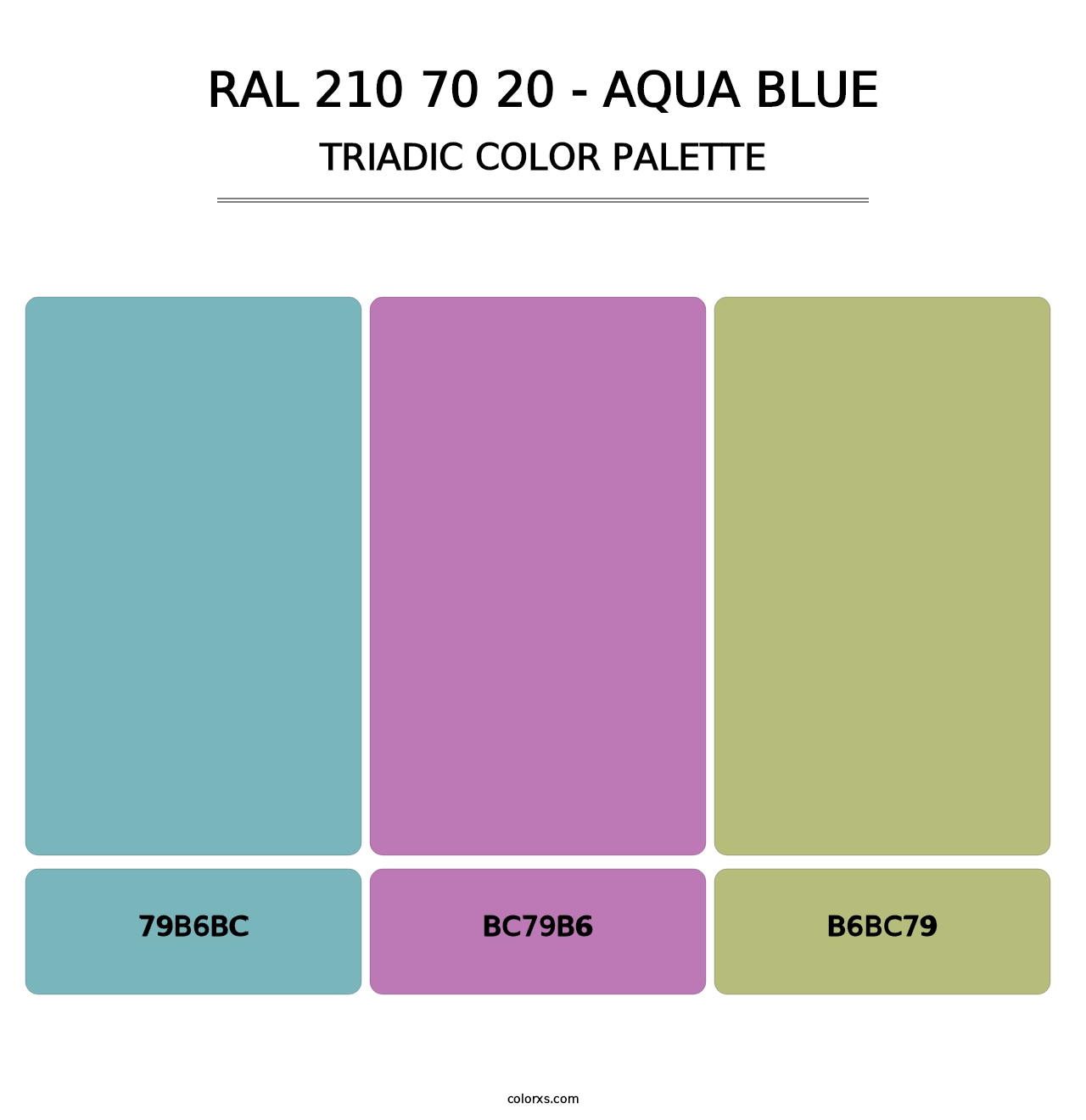 RAL 210 70 20 - Aqua Blue - Triadic Color Palette