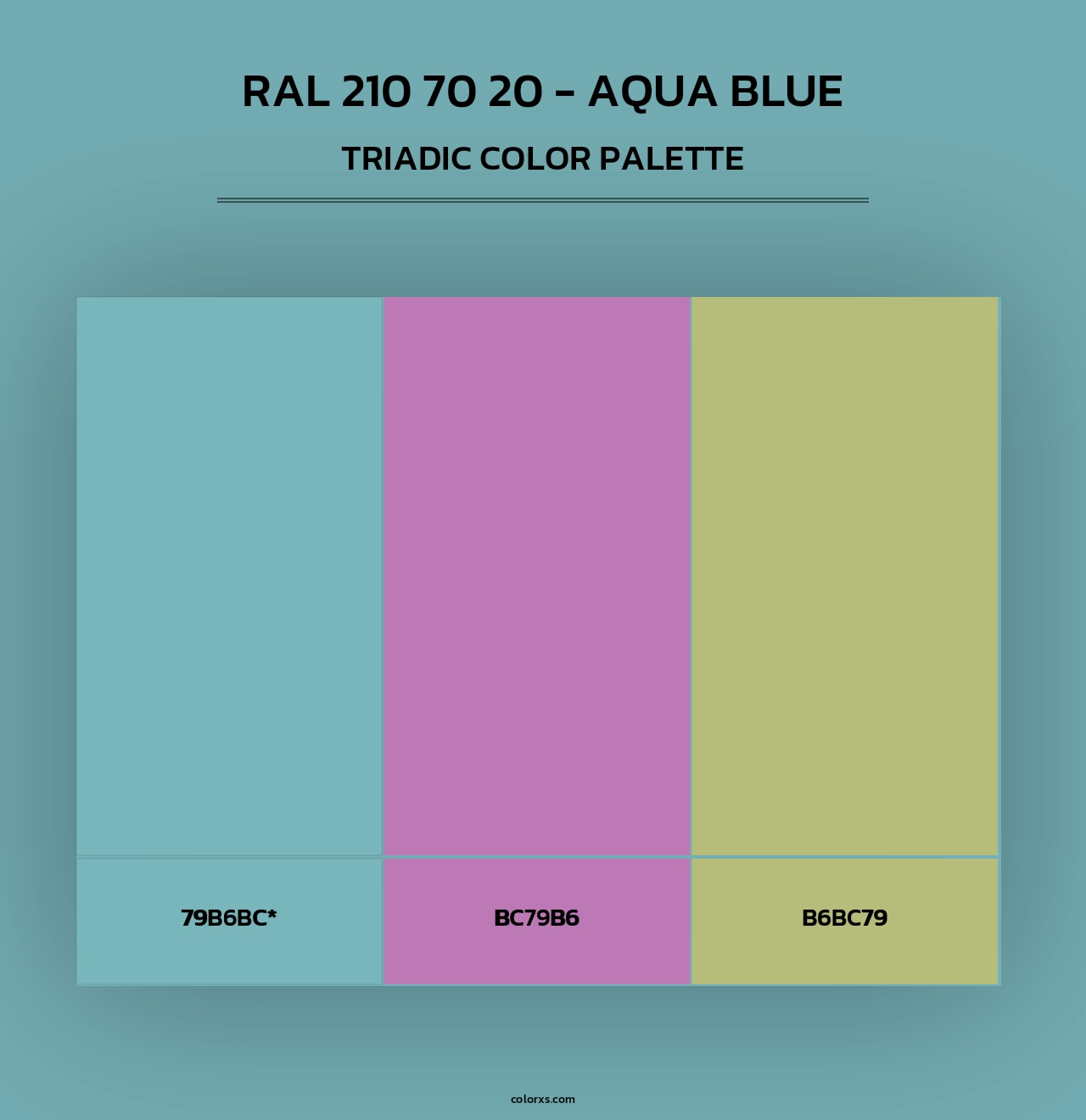 RAL 210 70 20 - Aqua Blue - Triadic Color Palette