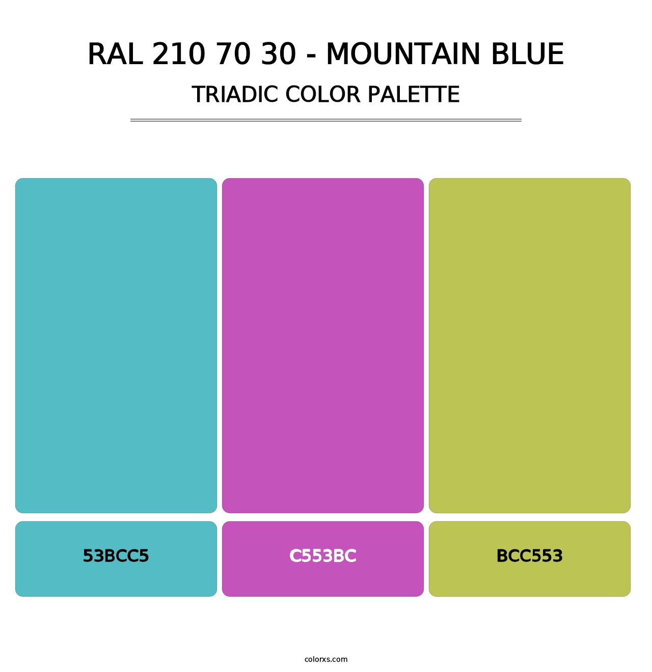 RAL 210 70 30 - Mountain Blue - Triadic Color Palette