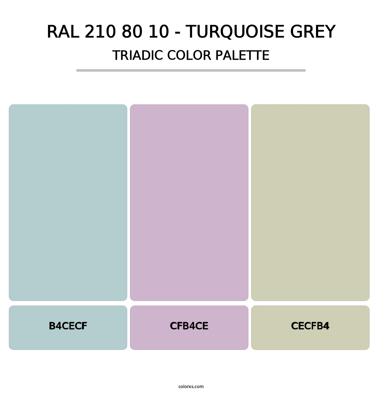 RAL 210 80 10 - Turquoise Grey - Triadic Color Palette