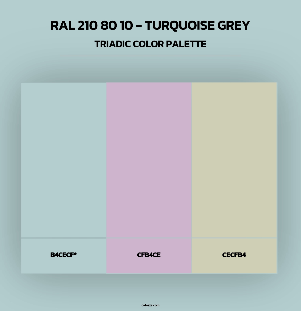 RAL 210 80 10 - Turquoise Grey - Triadic Color Palette