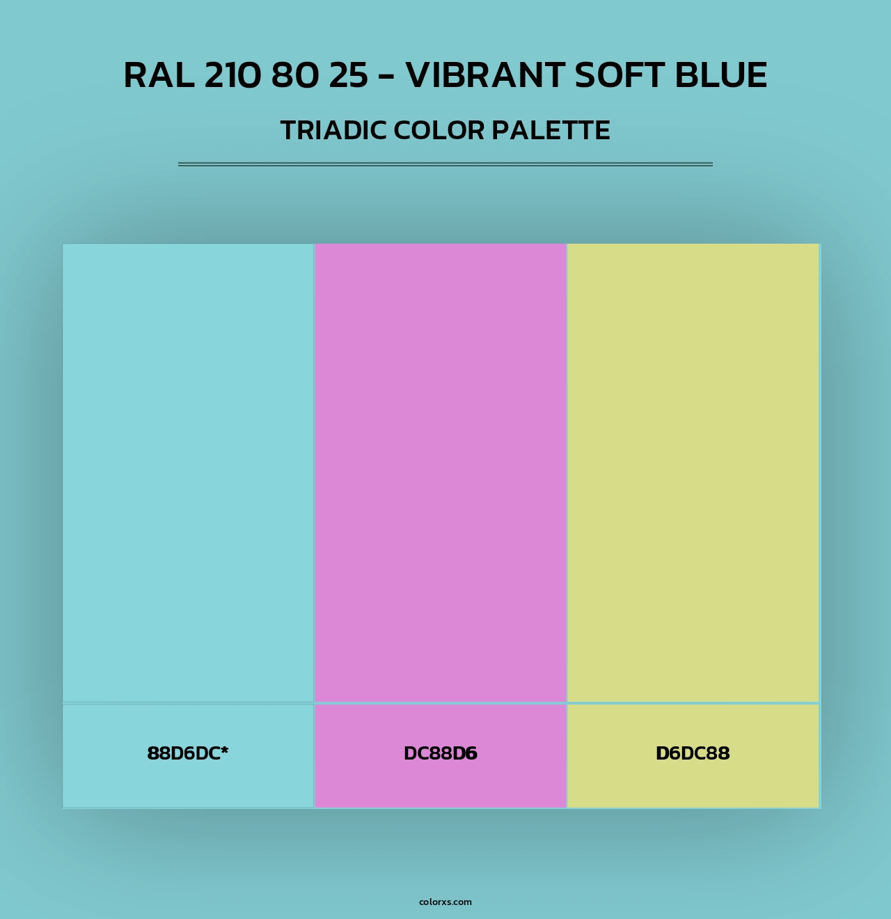 RAL 210 80 25 - Vibrant Soft Blue - Triadic Color Palette