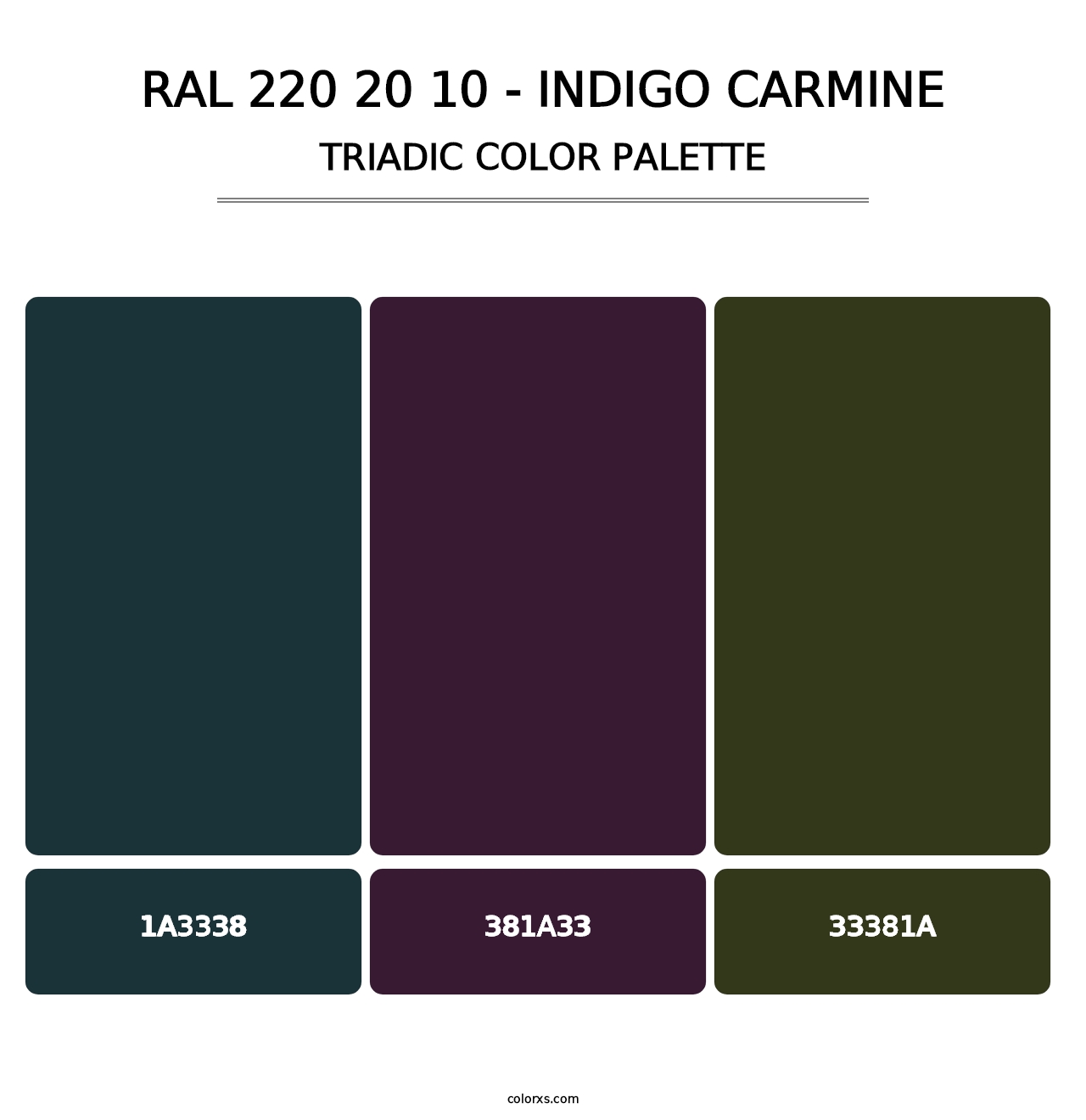 RAL 220 20 10 - Indigo Carmine - Triadic Color Palette