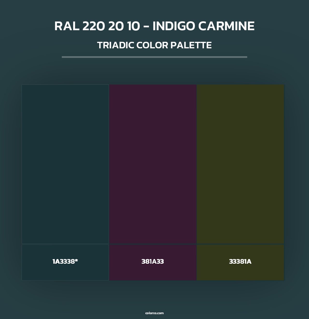 RAL 220 20 10 - Indigo Carmine - Triadic Color Palette