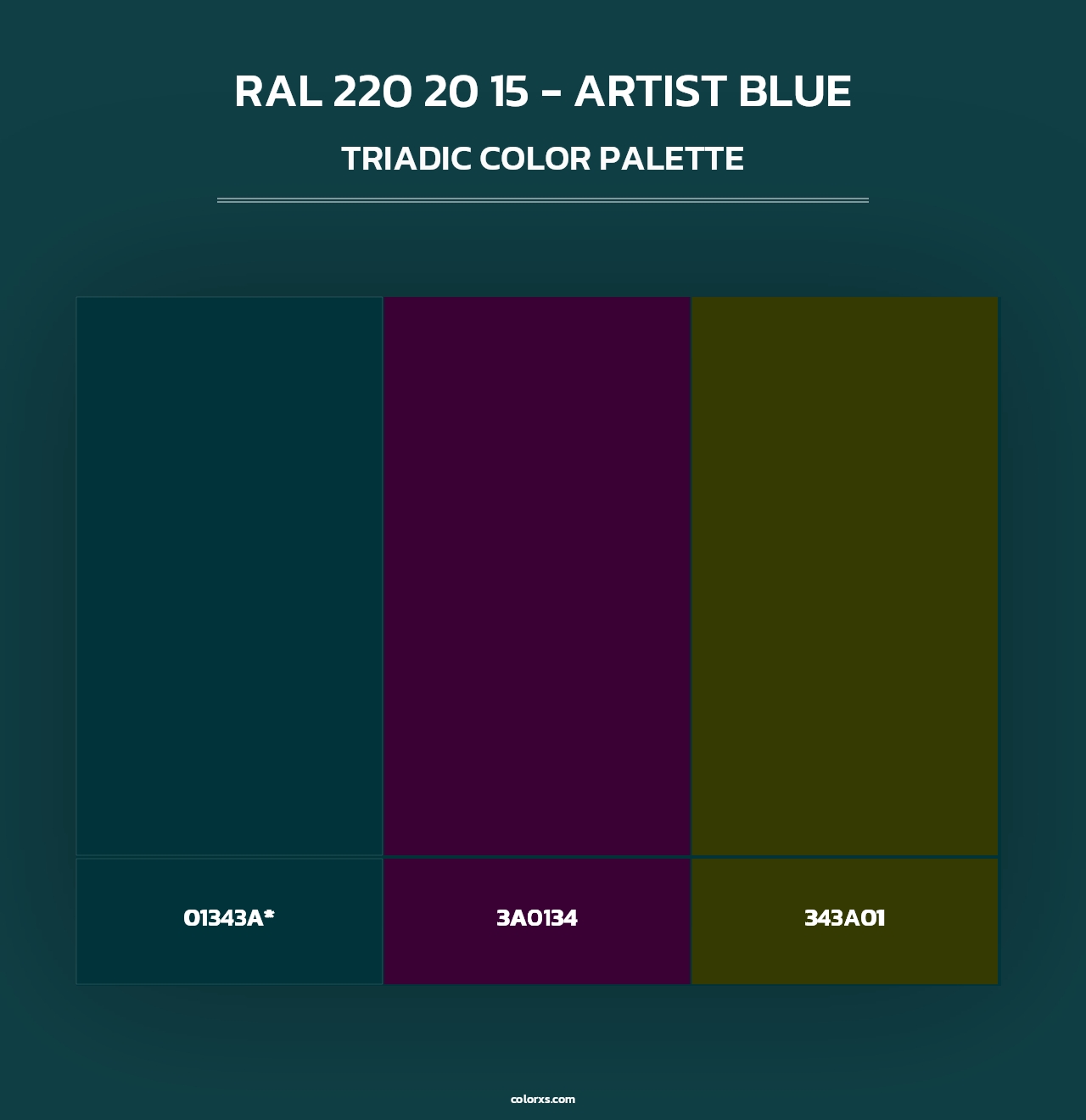 RAL 220 20 15 - Artist Blue - Triadic Color Palette