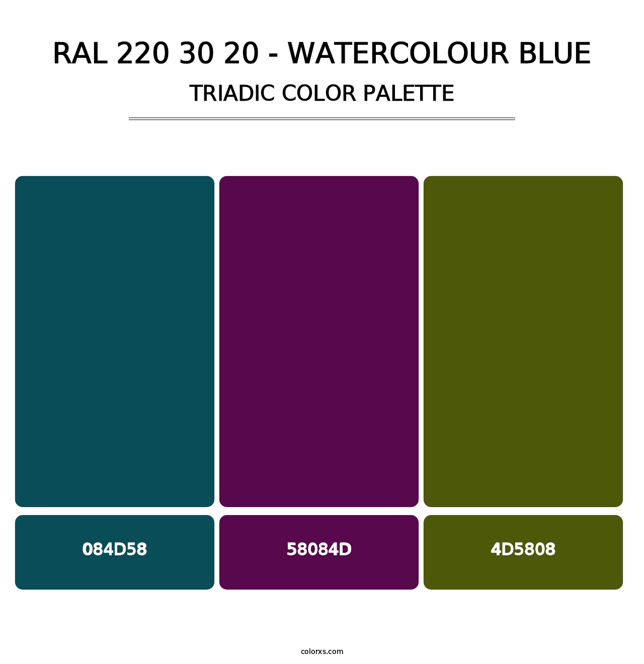 RAL 220 30 20 - Watercolour Blue - Triadic Color Palette
