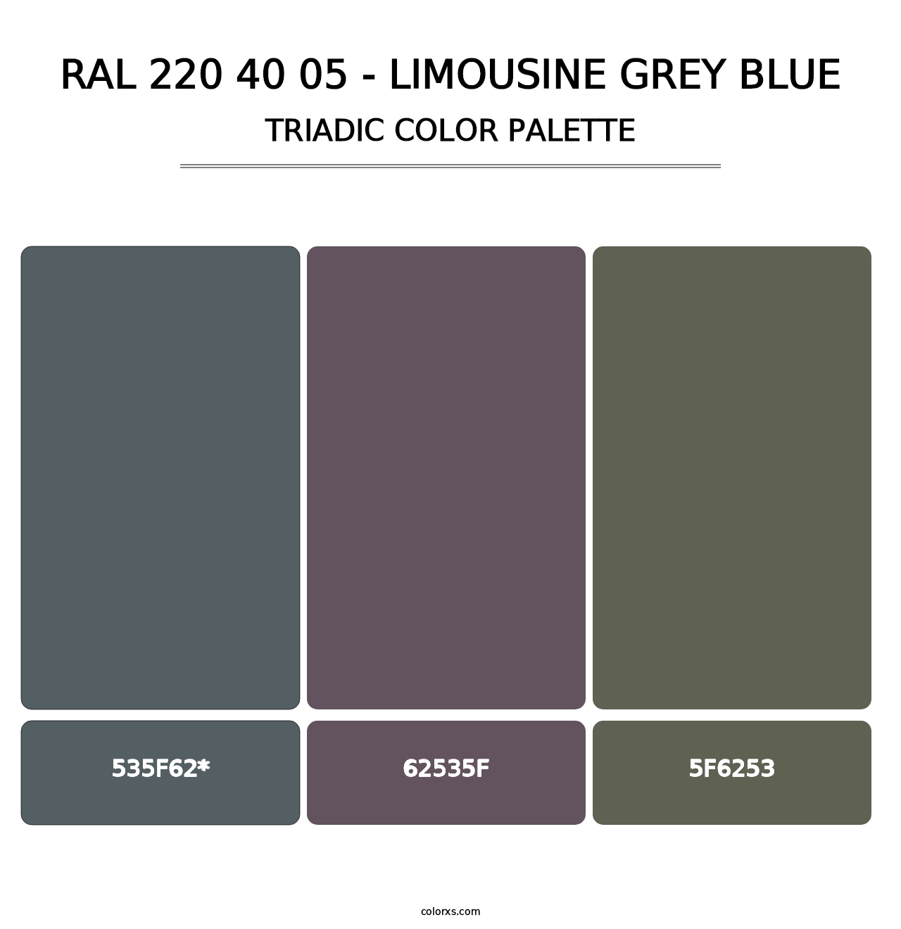 RAL 220 40 05 - Limousine Grey Blue - Triadic Color Palette
