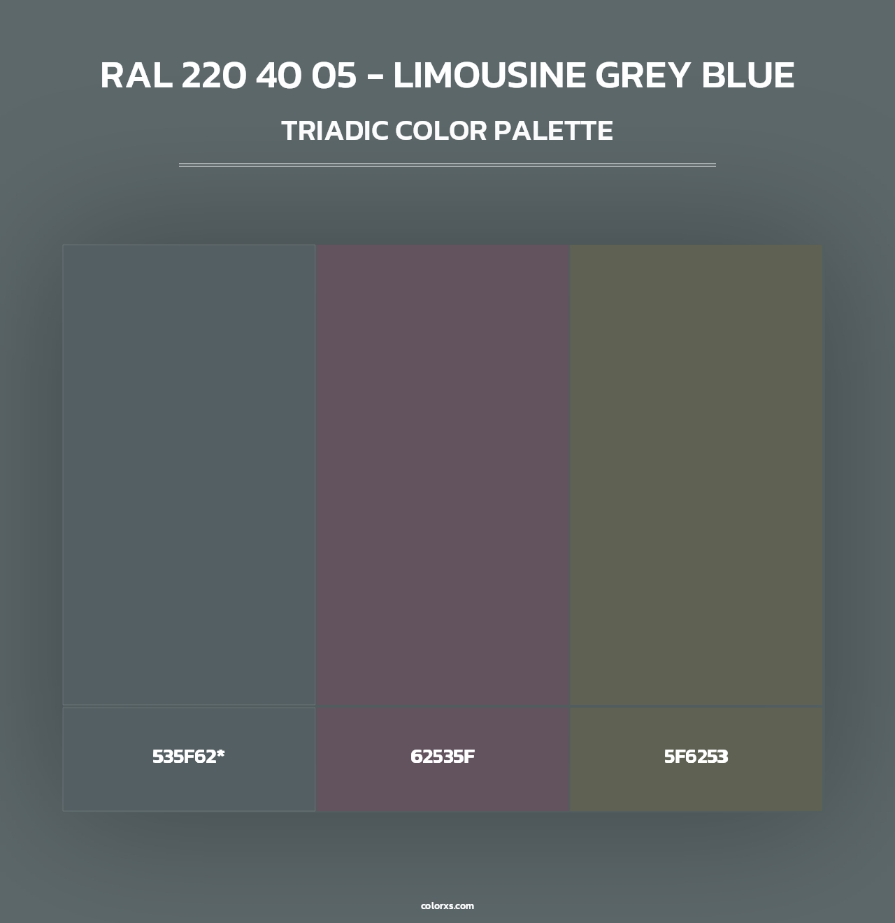 RAL 220 40 05 - Limousine Grey Blue - Triadic Color Palette