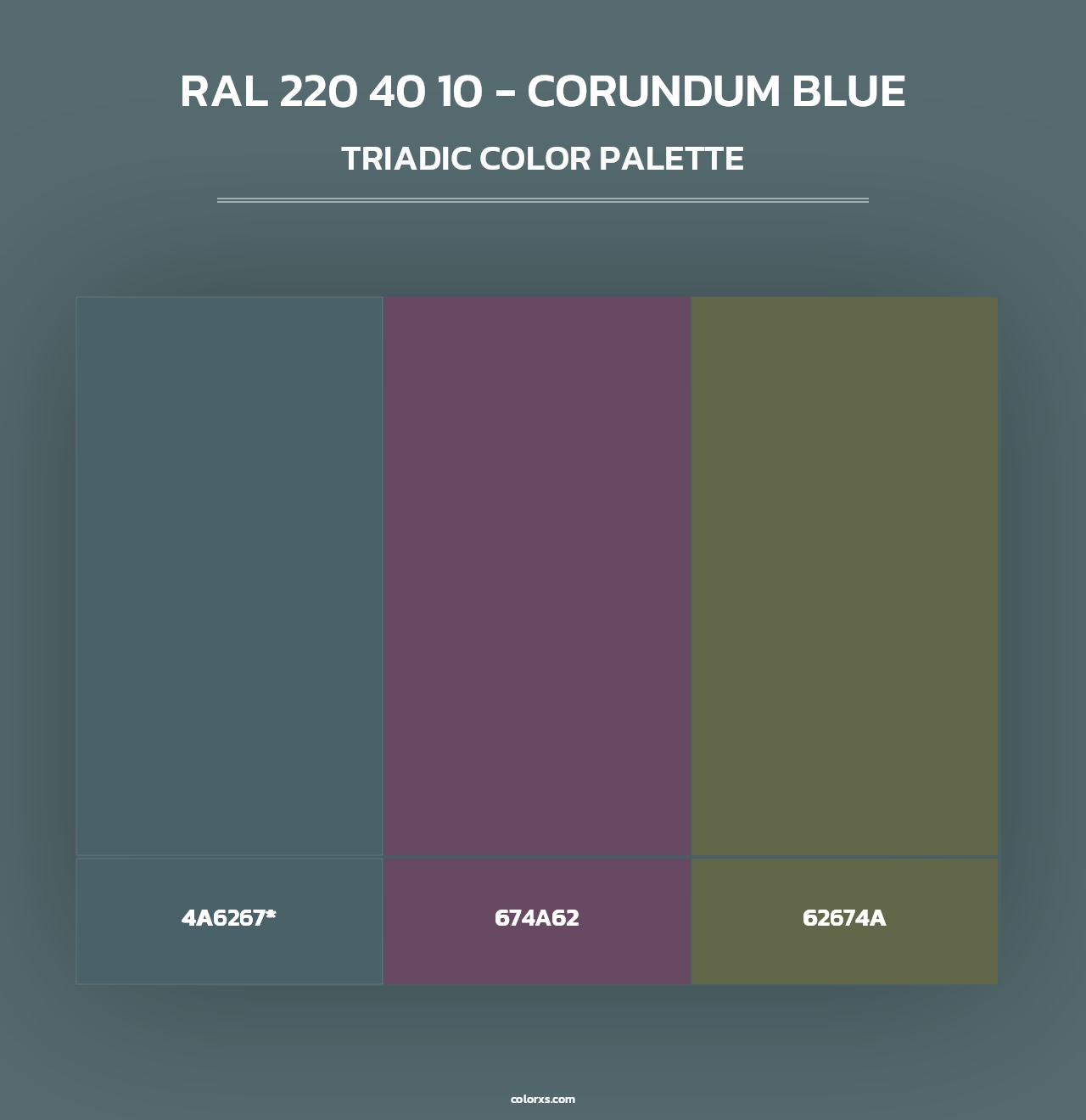 RAL 220 40 10 - Corundum Blue - Triadic Color Palette