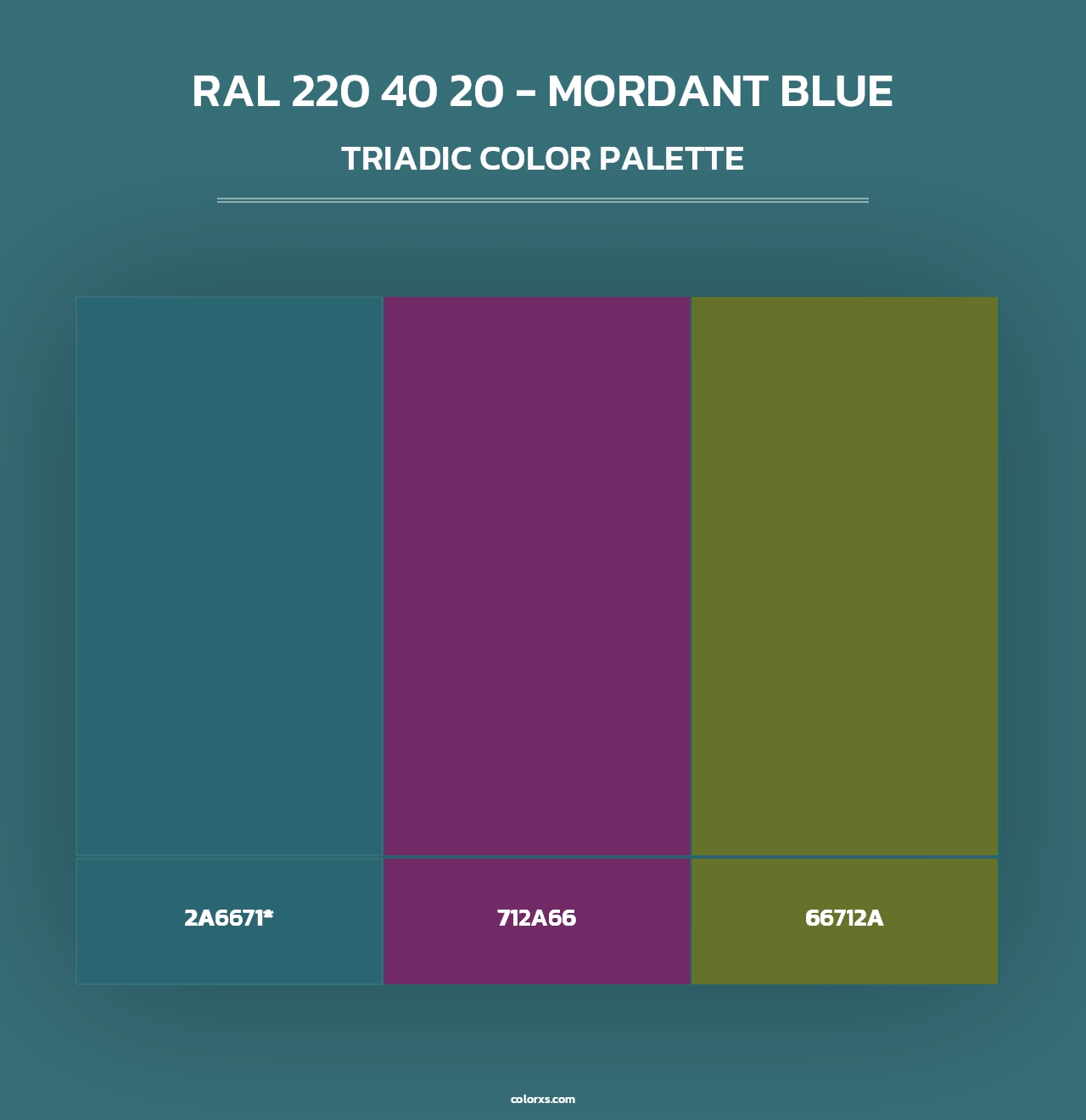 RAL 220 40 20 - Mordant Blue - Triadic Color Palette