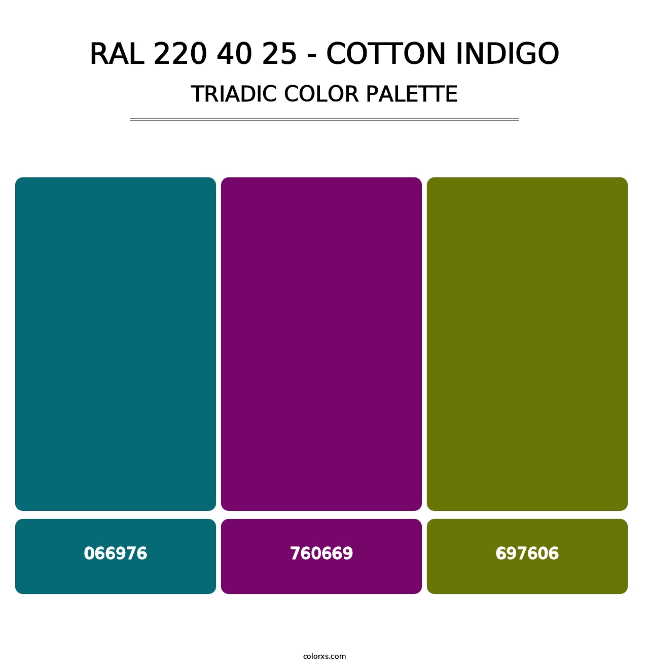 RAL 220 40 25 - Cotton Indigo - Triadic Color Palette