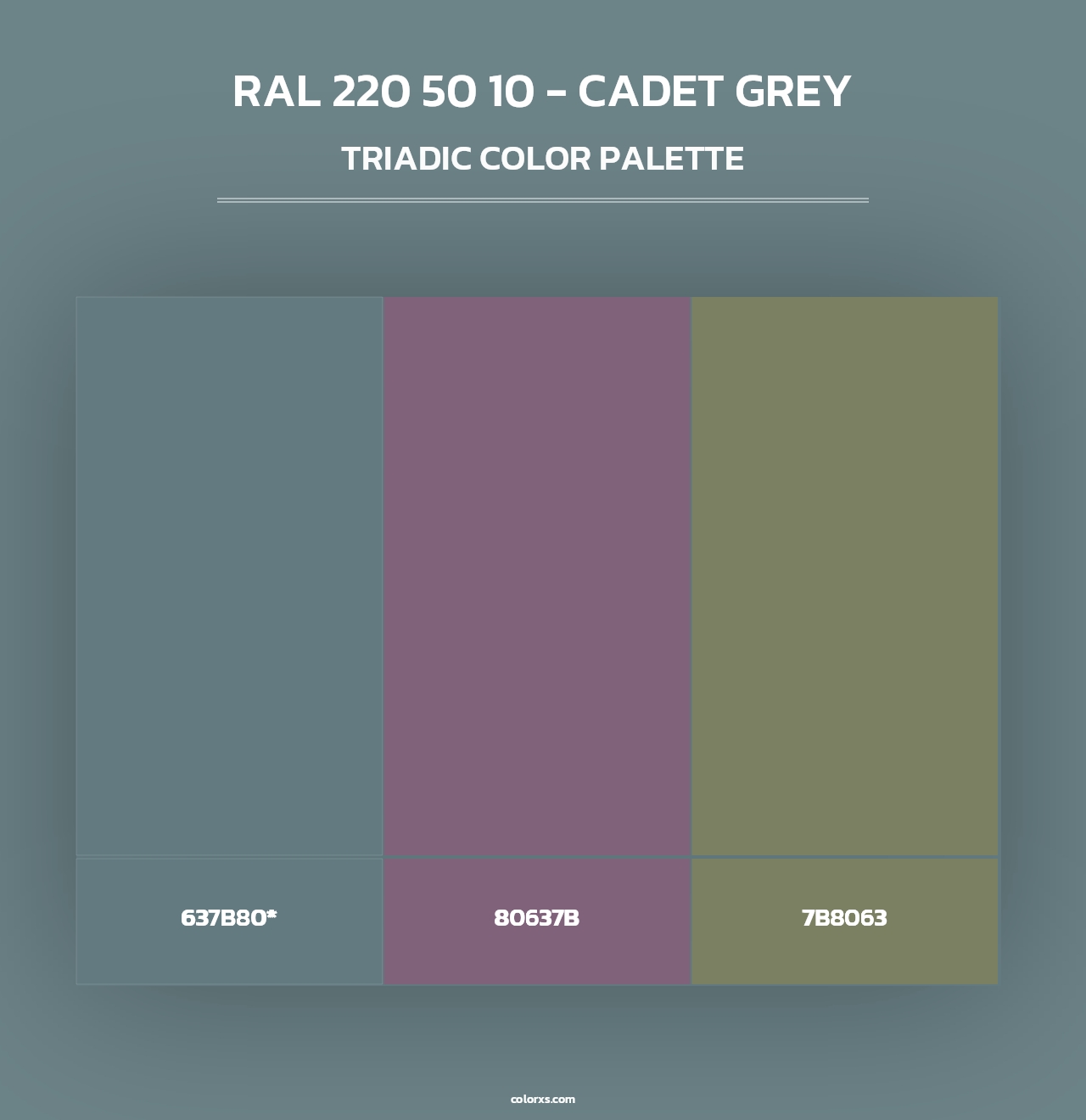 RAL 220 50 10 - Cadet Grey - Triadic Color Palette