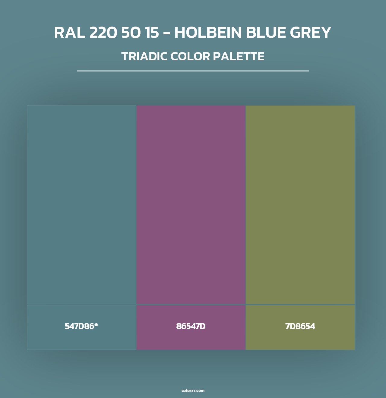 RAL 220 50 15 - Holbein Blue Grey - Triadic Color Palette