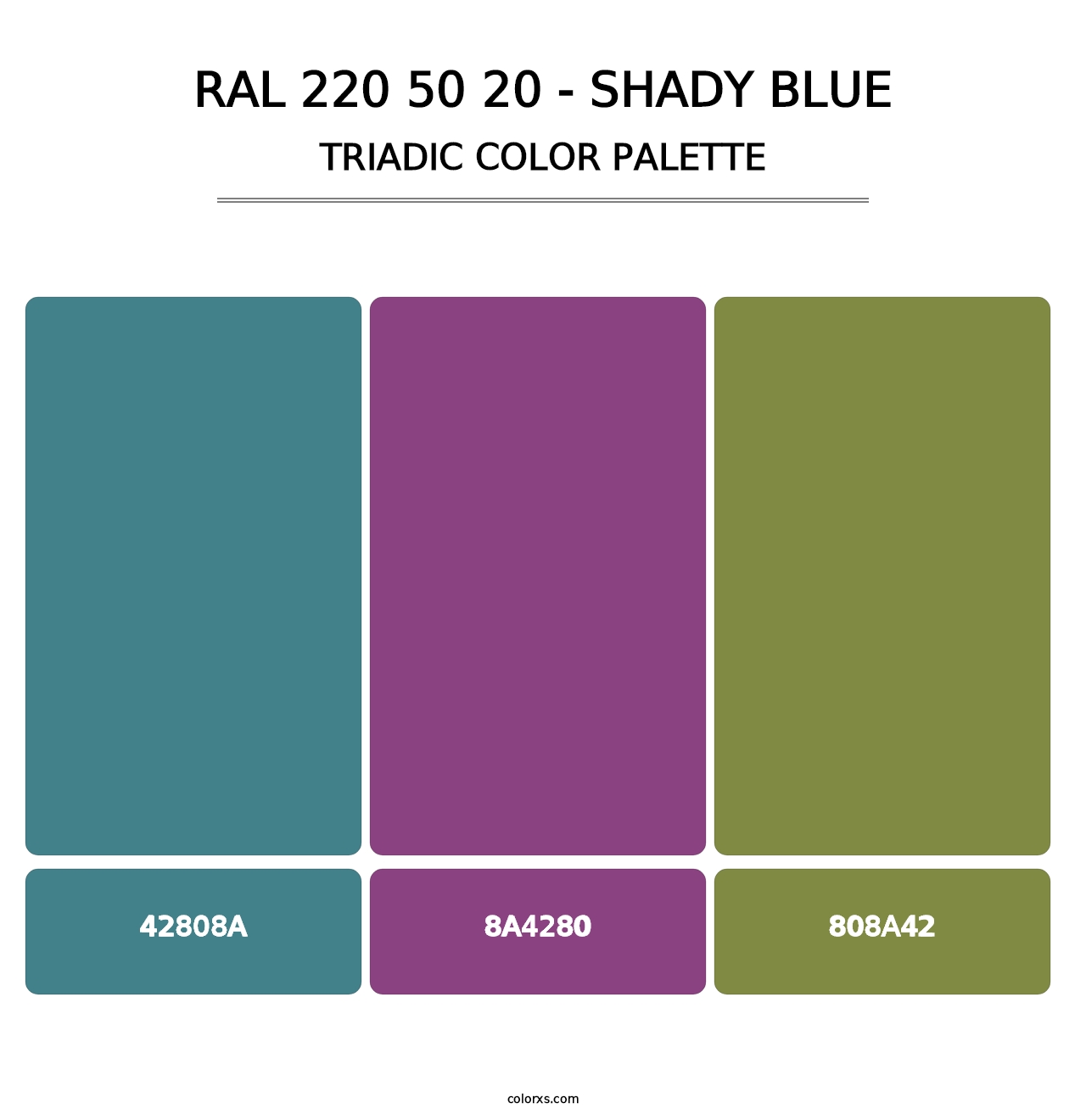 RAL 220 50 20 - Shady Blue - Triadic Color Palette
