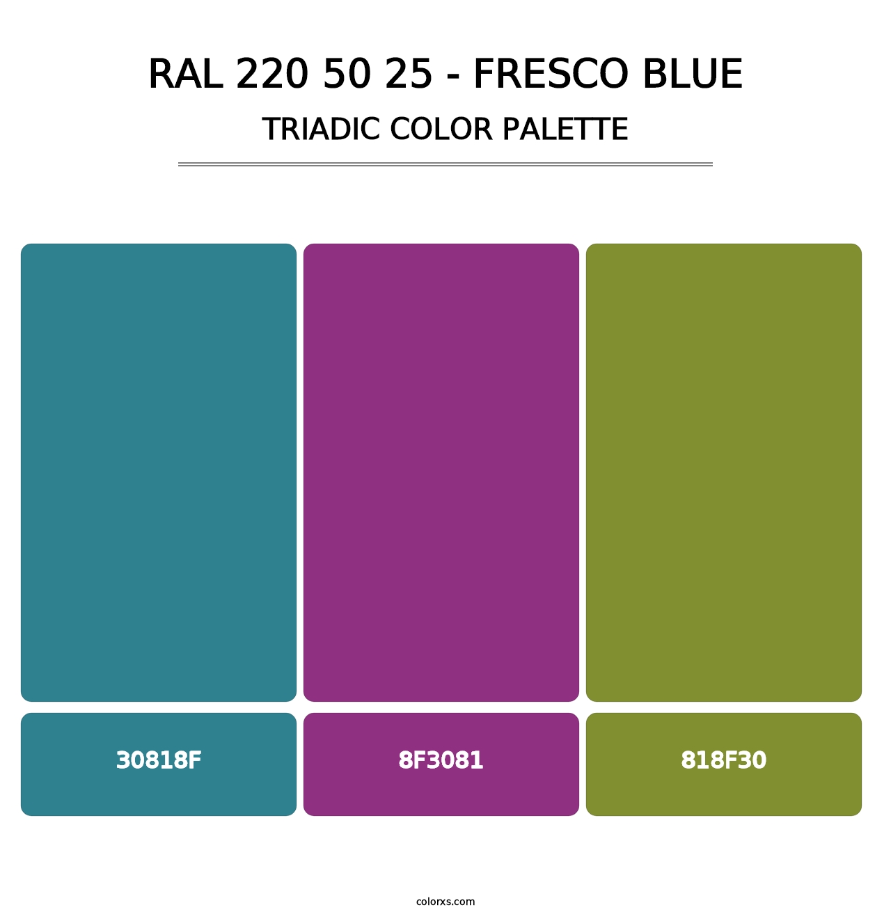 RAL 220 50 25 - Fresco Blue - Triadic Color Palette