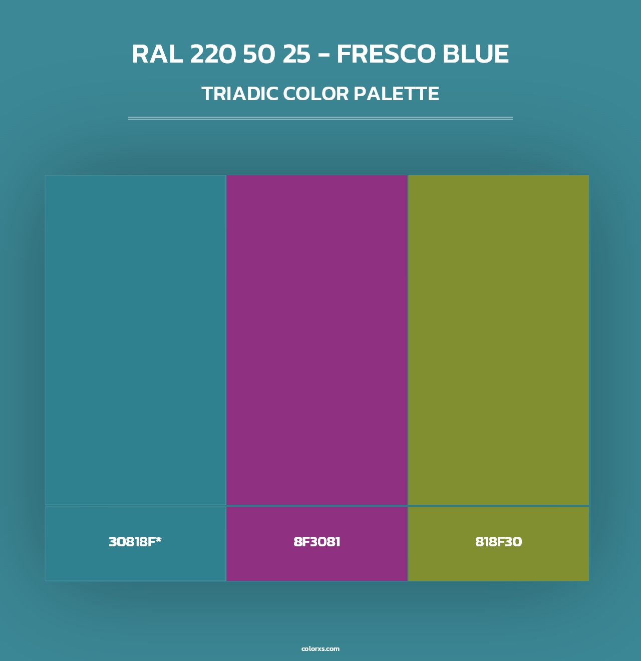 RAL 220 50 25 - Fresco Blue - Triadic Color Palette