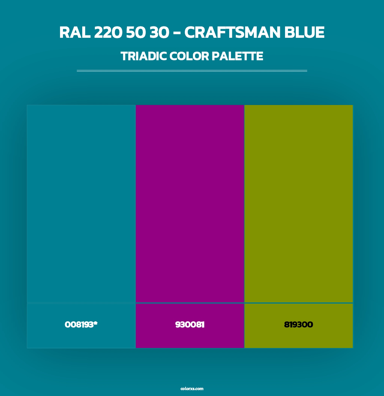 RAL 220 50 30 - Craftsman Blue - Triadic Color Palette