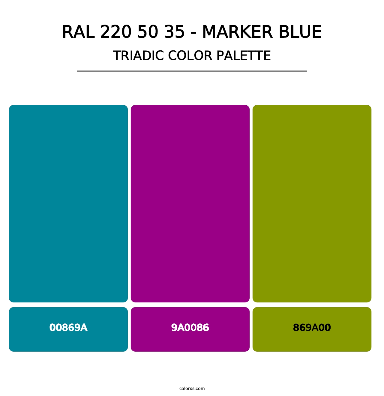 RAL 220 50 35 - Marker Blue - Triadic Color Palette