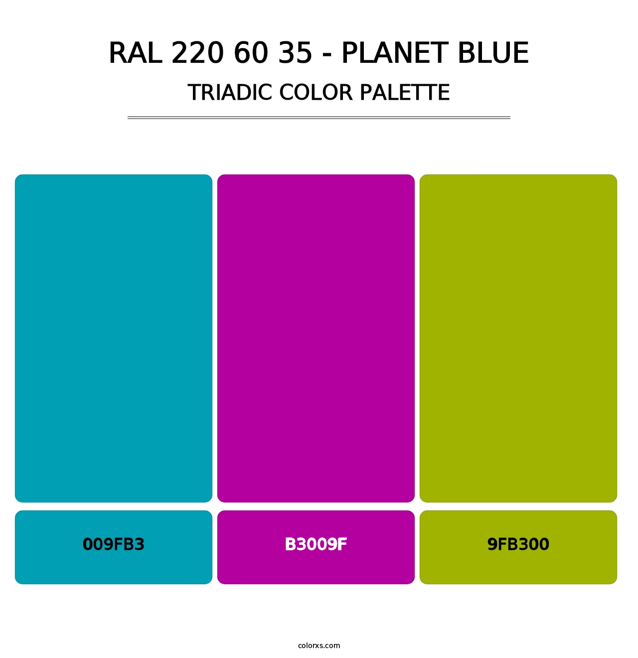 RAL 220 60 35 - Planet Blue - Triadic Color Palette