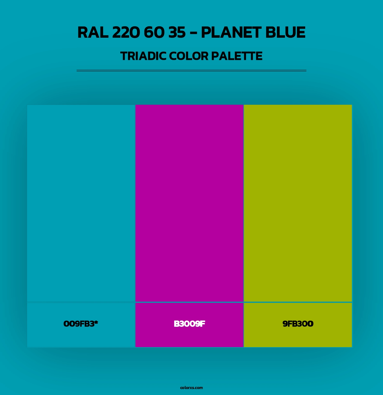 RAL 220 60 35 - Planet Blue - Triadic Color Palette