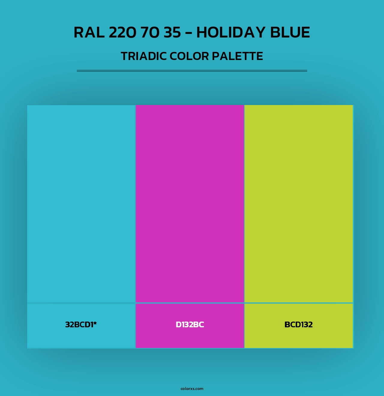 RAL 220 70 35 - Holiday Blue - Triadic Color Palette
