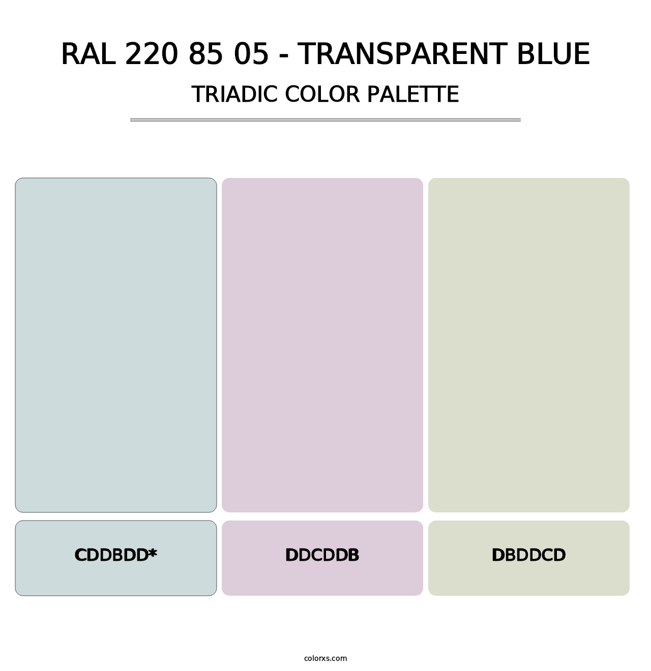 RAL 220 85 05 - Transparent Blue - Triadic Color Palette