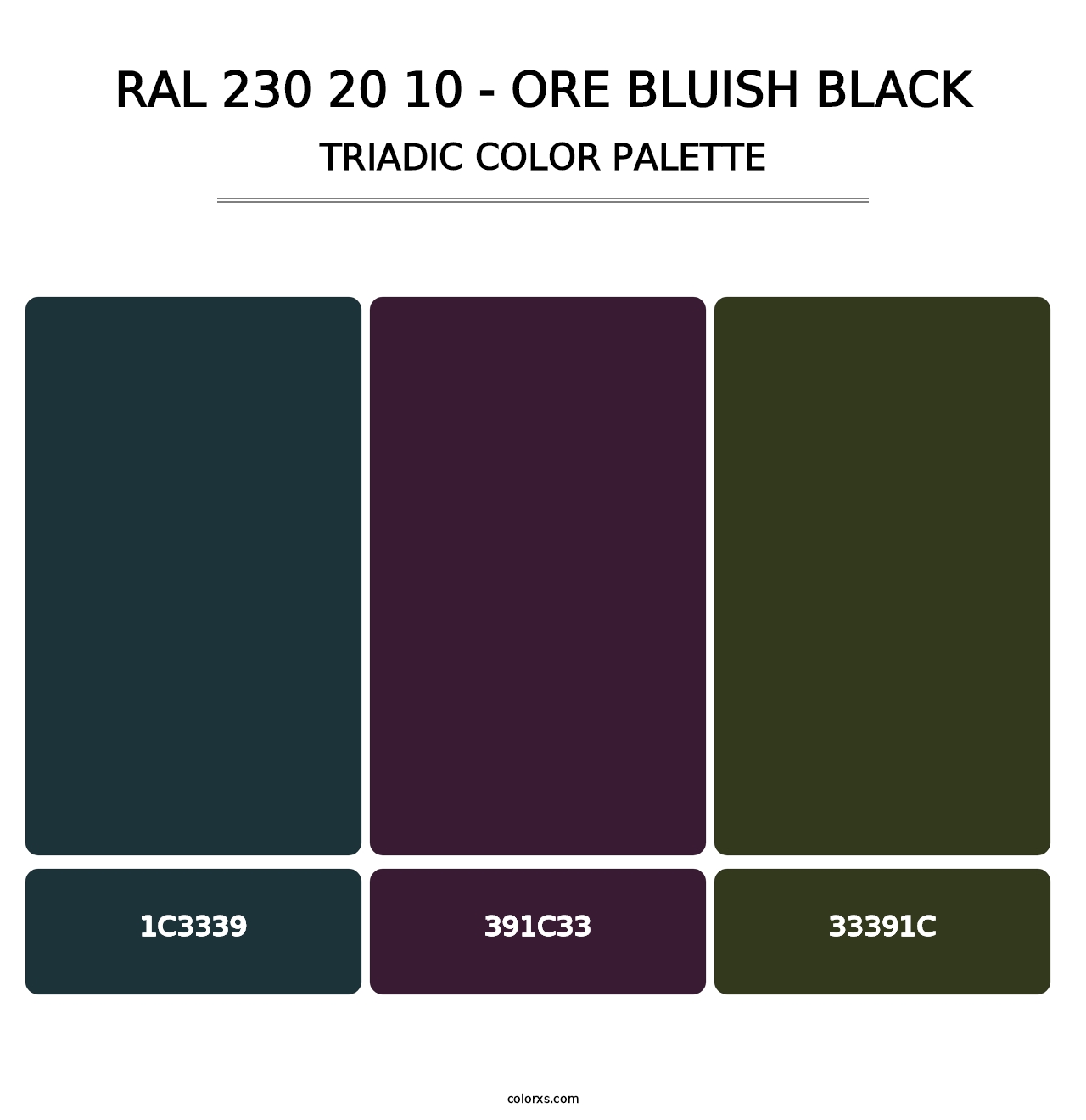 RAL 230 20 10 - Ore Bluish Black - Triadic Color Palette