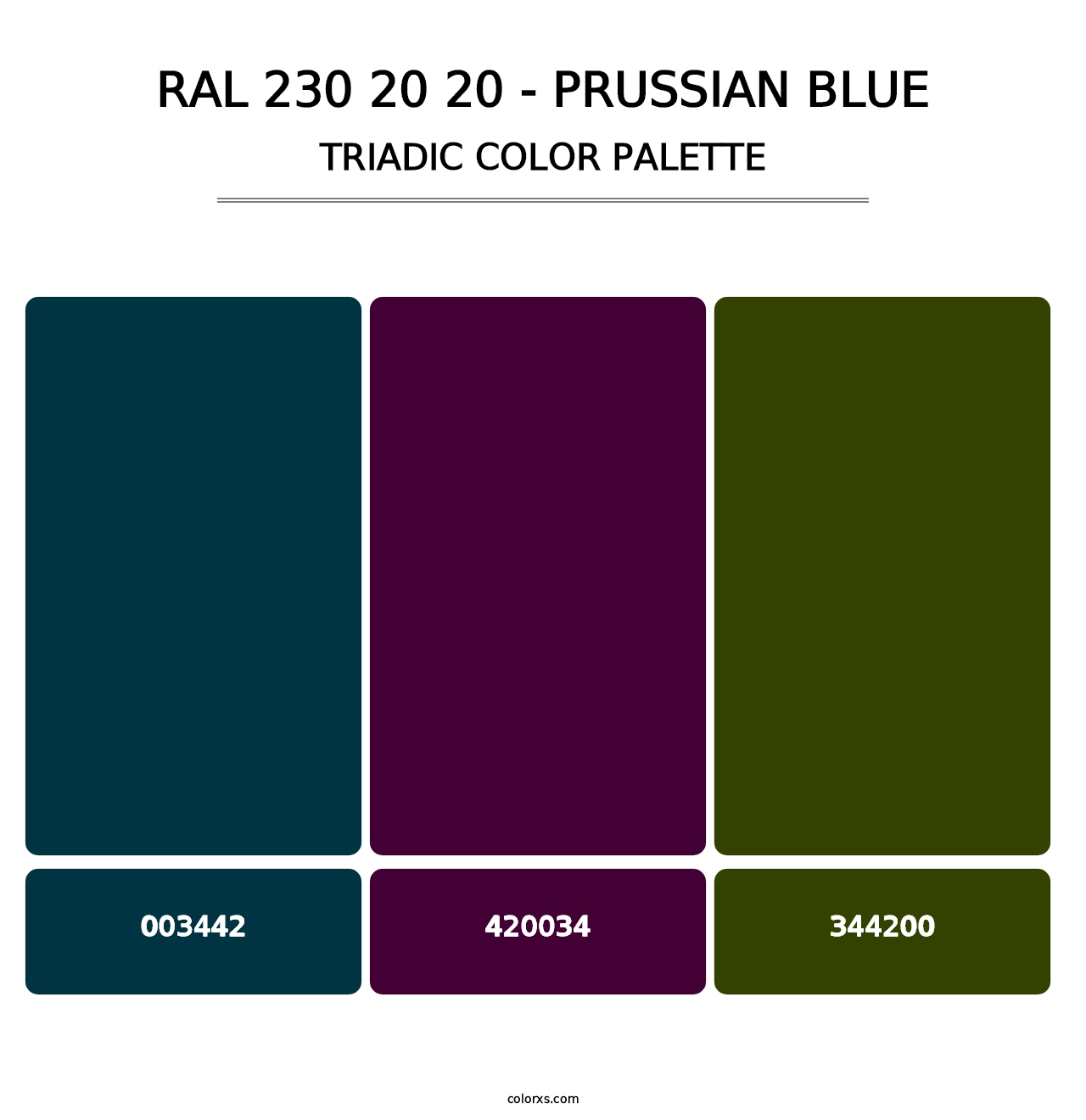 RAL 230 20 20 - Prussian Blue - Triadic Color Palette