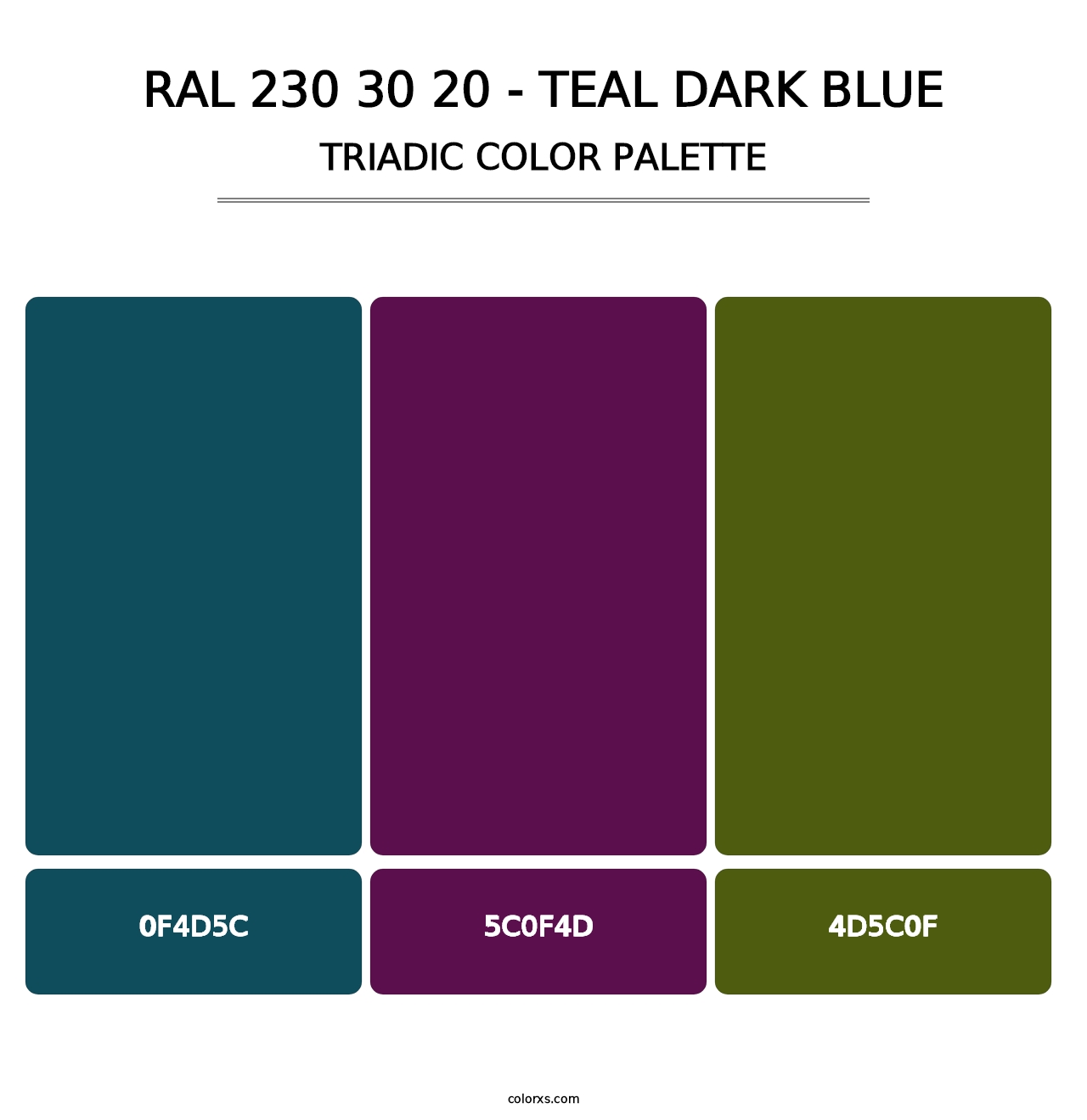 RAL 230 30 20 - Teal Dark Blue - Triadic Color Palette