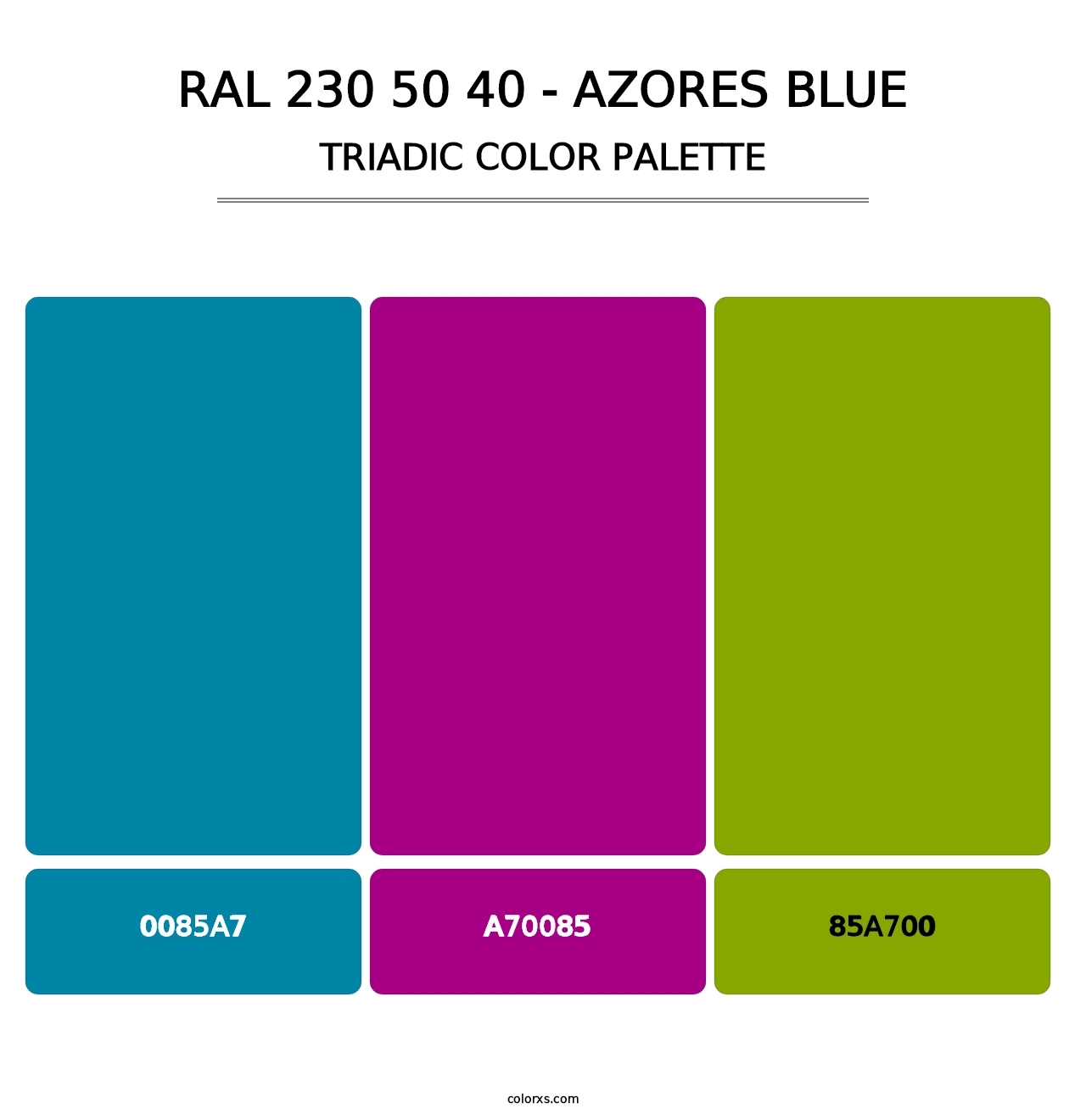 RAL 230 50 40 - Azores Blue - Triadic Color Palette