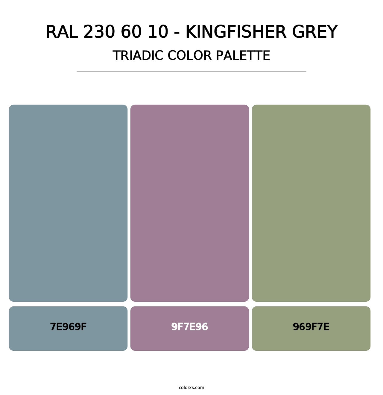 RAL 230 60 10 - Kingfisher Grey - Triadic Color Palette