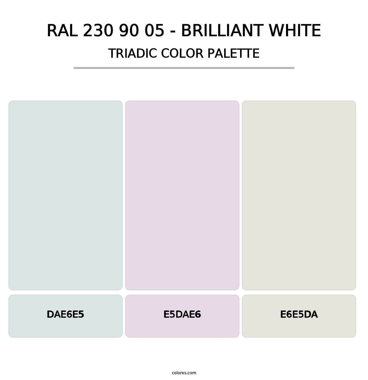 RAL 230 90 05 - Brilliant White - Triadic Color Palette