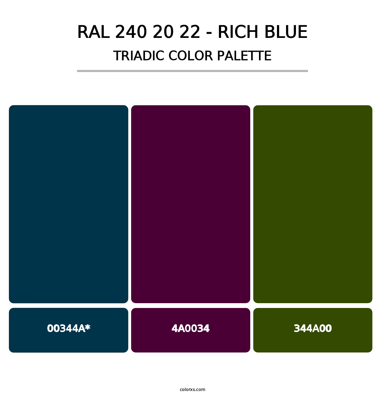 RAL 240 20 22 - Rich Blue - Triadic Color Palette