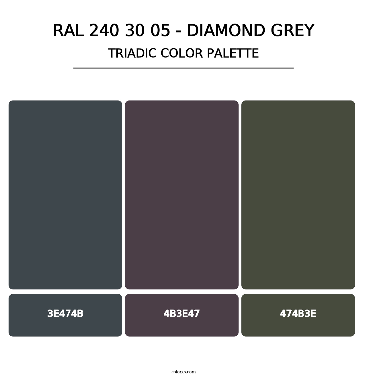 RAL 240 30 05 - Diamond Grey - Triadic Color Palette