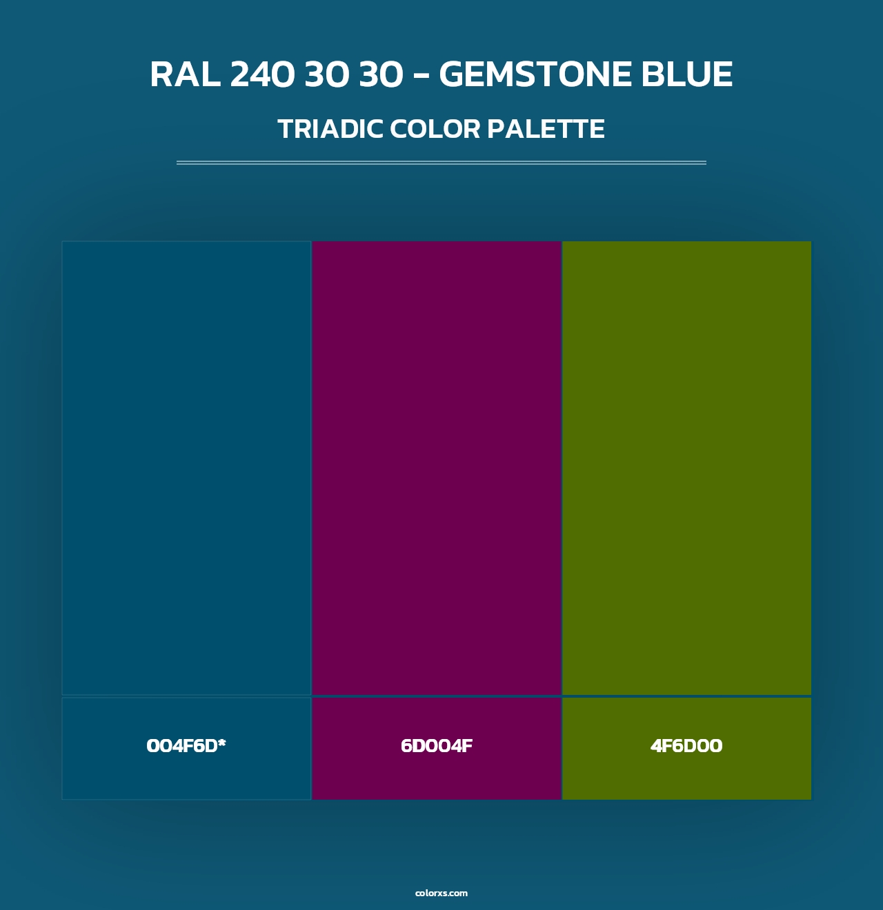 RAL 240 30 30 - Gemstone Blue - Triadic Color Palette