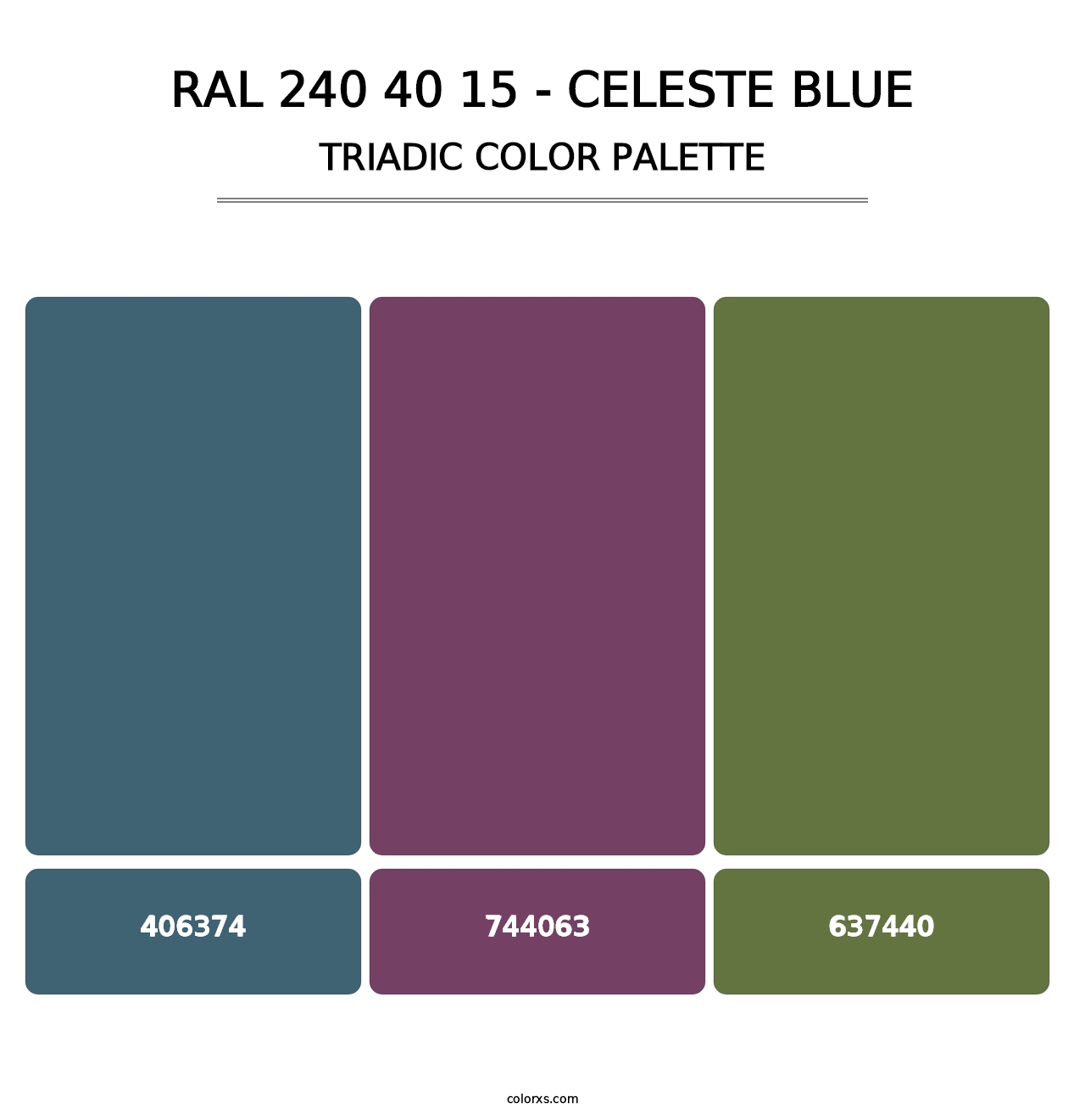 RAL 240 40 15 - Celeste Blue - Triadic Color Palette