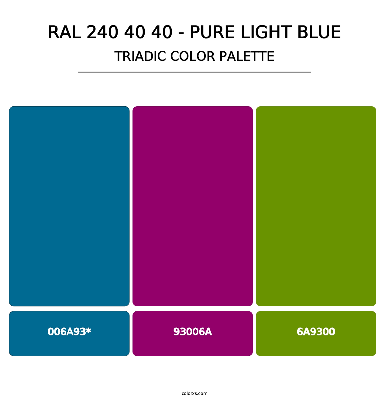 RAL 240 40 40 - Pure Light Blue - Triadic Color Palette
